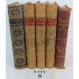 Five 19th Century leather bound volumes including strand magazine 1892,
