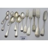 An assortment of flatware, to include four Victorian silver forks, (one table and three dessert),