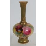 A Royal Worcester hand painted rose vase with date mark for 1919, unsigned. Height: 15cm.