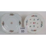 Two antique English porcelain plates decorated in the style of Swansea pottery.