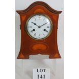 An Edwardian striking mantel clock with inlaid mahogany case and movement by Philip Haas & Sohne,