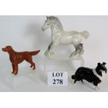 A Beswick cantering grey shire horse figure,