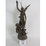 A fine bronzed spelter statue entitled 'Gloire Au Travail' by Ch. Vely.