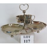 An Edwardian silver plated strawberry set with jug, cream pot and two serving bowls.