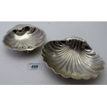 A silver shell shaped butter dish on ball feet, Birmingham 1894,