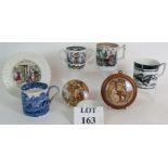 A collection of 19th Century transfer printed wares including a Leighton Pottery 'Greyhounds' mug,