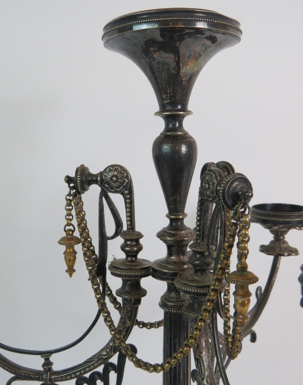 An ornate 19th Century silver plate + gilt table centre piece in the empire revival style. - Image 5 of 6