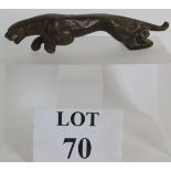 A vintage cast bronze sculpture in the manner of the Jaguar cars mascot, 19.5cm long.