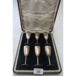 A set of six small silver goblets, Birmingham 1919, makers J G Ltd, approx 162 grams/5.