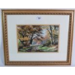 Ashley Bryant (b1943) - 'Woodland landscape', watercolour, signed, 20cm x 30cm, framed.