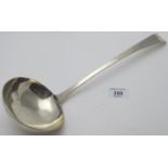 An early Irish silver soup ladle, marks very worn, maker SN.