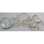 A 1930's Art Deco Royal Doulton part tea set comprising of 5 cups, 6 saucers, 6 tea plates,