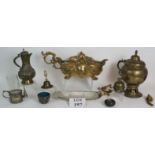 A collection of metalware, some in need of repair.