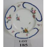 A Sevres hard paste plate, Circa 1780 with painters mark 'LB' for Madame Le Bel.