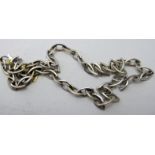 An attractive white metal elliptical necklace, believed to be 9ct white gold,