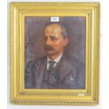British School (c1900-1920) - 'Portrait of a gentleman', oil, 34cm x 29cm, old label verso,