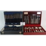 Two boxed canteens of cutlery, one stainless steel by Walker & Hall,