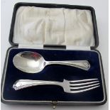 A child's silver spoon & fork, Birmingham 1920, makers G M & Co, approx weight 45.2 grams/1.