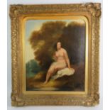 British School (19th century) - 'Female nude in landscape setting', oil on canvas, 62cm x 52cm,