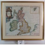 A Homann Heirs map of Great Britain and Ireland by Tobias Mayer, Nuremberg 1749. Framed and glazed.