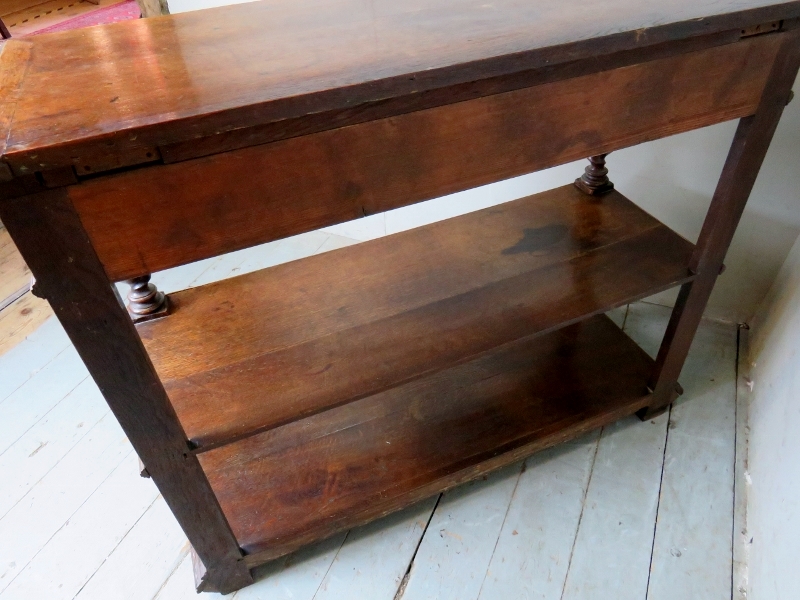 A Victorian carved oak buffet table with a lift up top revealing a white marble inset top and - Image 10 of 10