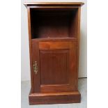 An Edwardian mahogany bedside cabinet with a raised back gallery rail over an open shelf to top and