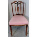 A pretty 19th Century inlaid mahogany single occasional chair with a wheat sheaf carved motif to