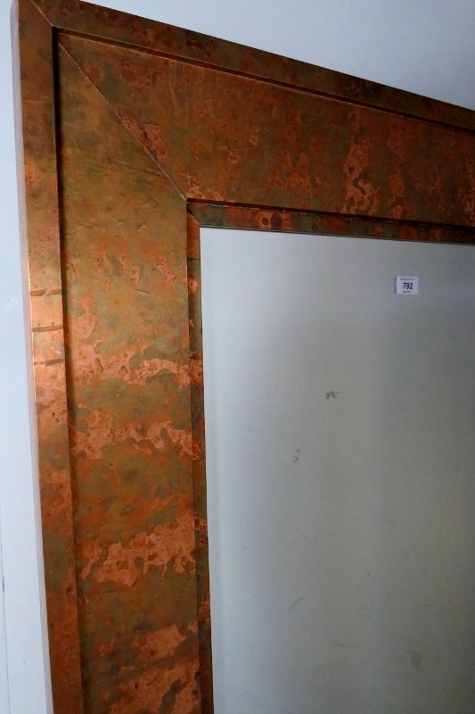 A large rectangular contemporary copper effect wall mirror Condition report: Overall condition is - Image 2 of 3