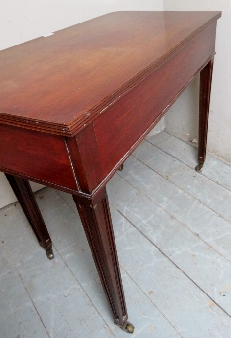 A late 19th century mahogany cutlery table with a lift up top revealing internal fittedlined - Image 7 of 8