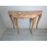 A pretty pale oak console table with a serpentine marble top.