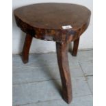 A rustic handmade country carved stool inscribed 'Copsewood, 1932' to underside.