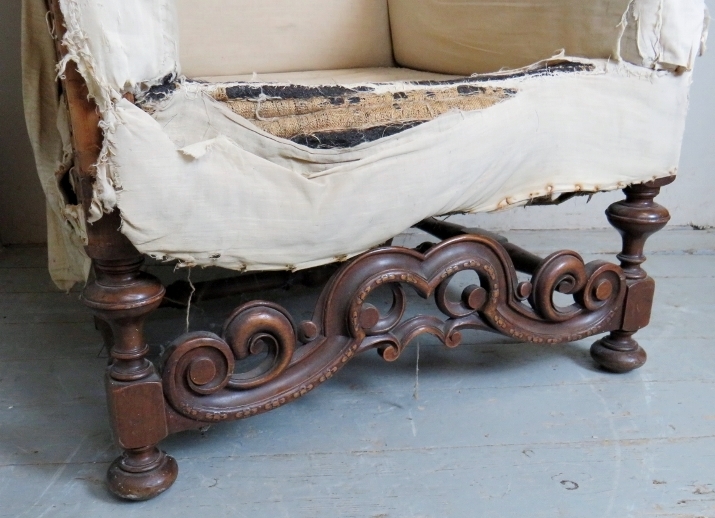 A fine quality 19th century high-back wing armchair in a late 17th Century-revival taste, - Image 3 of 7