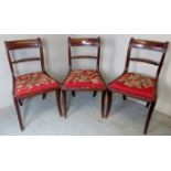 A set of three Regency mahogany framed dining / occasional chairs with rope twist back supports