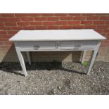 A 19th Century painted pine hall table / sideboard with two drawers to front over tapering legs.