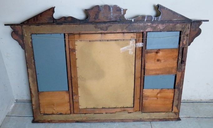 A decorative oak framed over mantle mirror with a central inset oval print depicting a portrait - Image 2 of 3