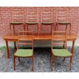 A set of six mid-century Danish teak dining chairs by 'K.