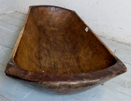 A rustic 19th century fruitwood dough bin with iron straps to either end. - Image 2 of 5