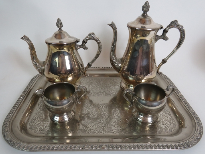 A 19th Century silver plated teapot and - Image 3 of 6