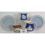 Two blue & white Wedgwood plates with em
