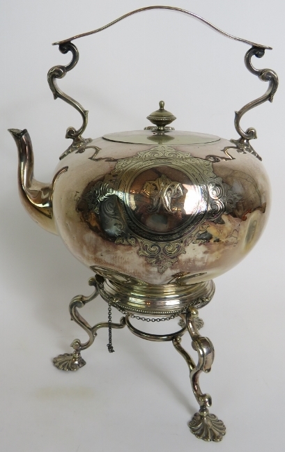 A 19th Century silver plated teapot and - Image 2 of 6