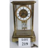 An early 20th Century four glass mercury striking mantel clock with Samuel Marti French movement.