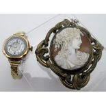 A 9ct gold ladies wristwatch with enamel