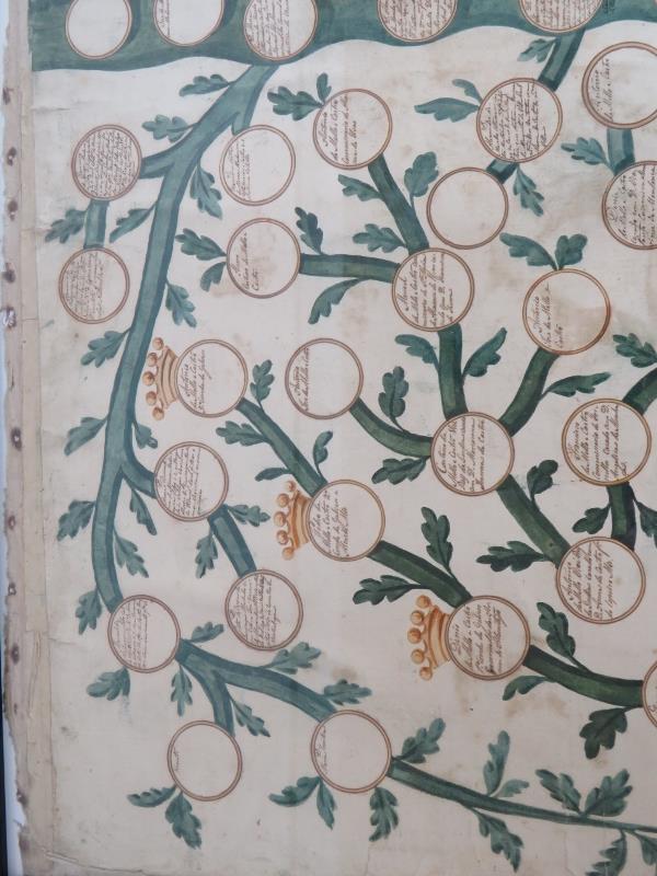 A framed fragment of a 17th Century family tree of colonial Portuguese dignitaries, - Image 3 of 5