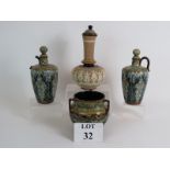 A Doulton Lambeth stoneware covered bottle vase by Jane Hurst,