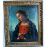Italian School (19th century) - 'The Madonna', oil and gilt on canvas, stamped verso 'G M Sartoni',