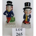 Two hand painted ceramic political caricactures, one of Benjamin Disraeli,