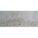 A large suite of mainly German crystal wine glasses, Brandy glasses,