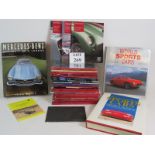 A collection of over 30 Sothebys and Bonhams classic car auction catalogue plus 3 hardback books