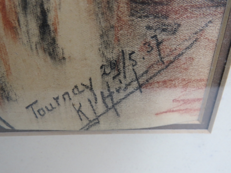 French School ('37) - 'Tourney', pastel, indistinctly signed, dated 25.5. - Image 2 of 3