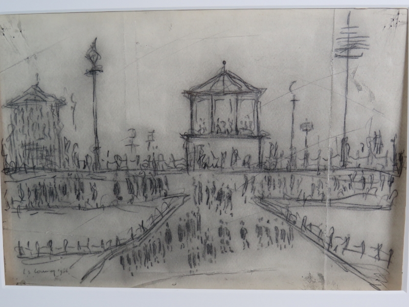Attributed to Laurence Stephen Lowry RBA RA (1887-1976) - 'Bandstand', pencil drawing, - Image 3 of 12